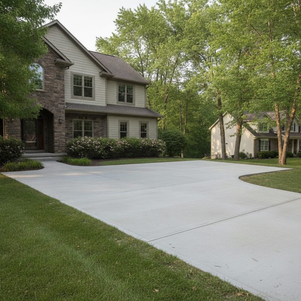 Extended widened concrete driveway at a Gahanna Ohio home for extra parking