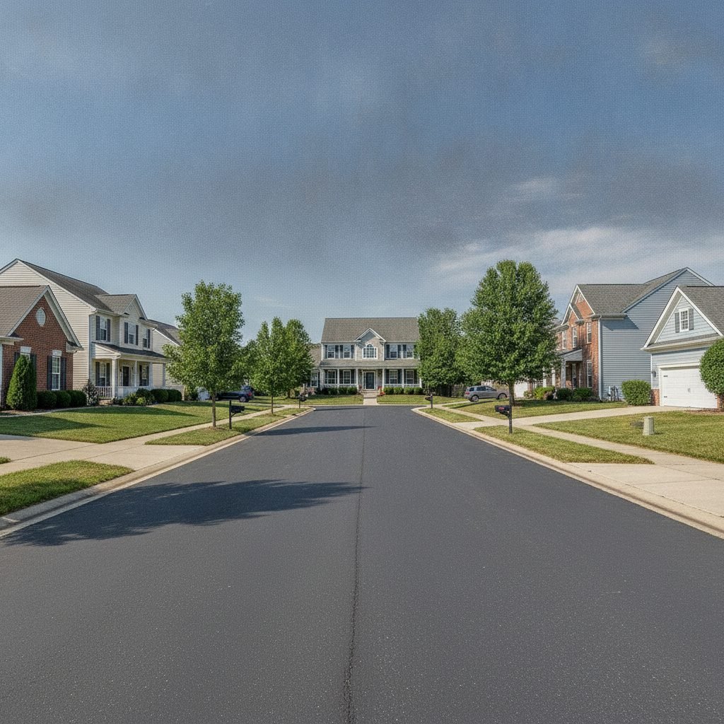 Pleasant Gahanna Ohio residential street with suburban homes and clean concrete drives