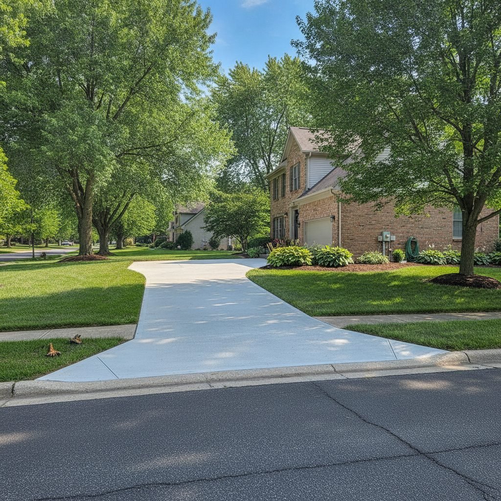 New replacement concrete driveway at an established Reynoldsburg Ohio home