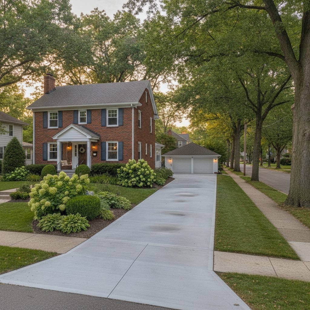 Charming traditional Upper Arlington Ohio home with a replacement concrete driveway