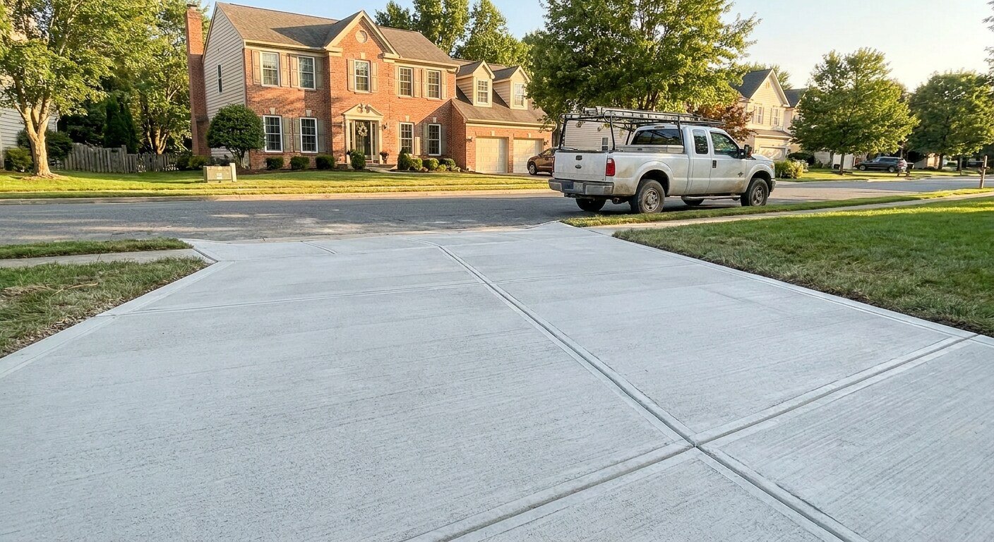 Concrete driveway project in Dublin, Ohio by Columbus Driveway Co.