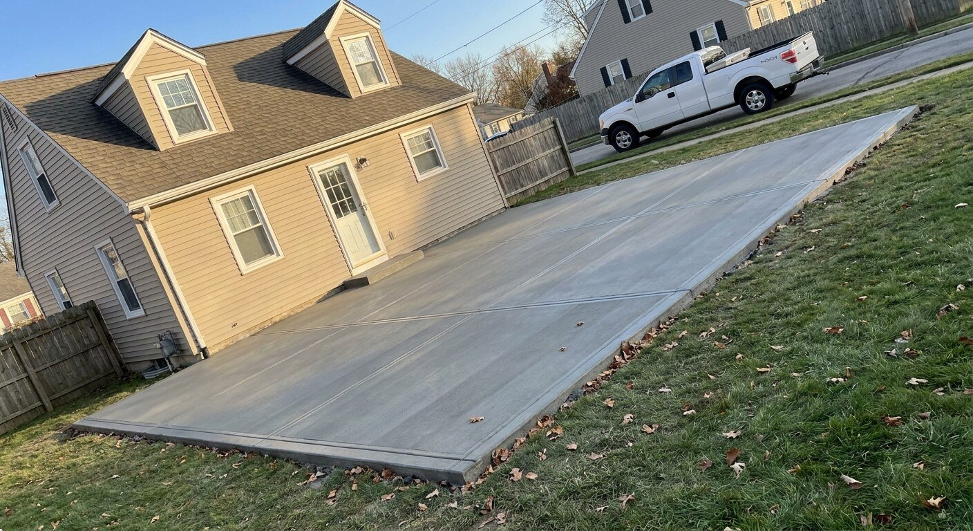 Concrete patio project in Reynoldsburg, Ohio by Columbus Driveway Co.