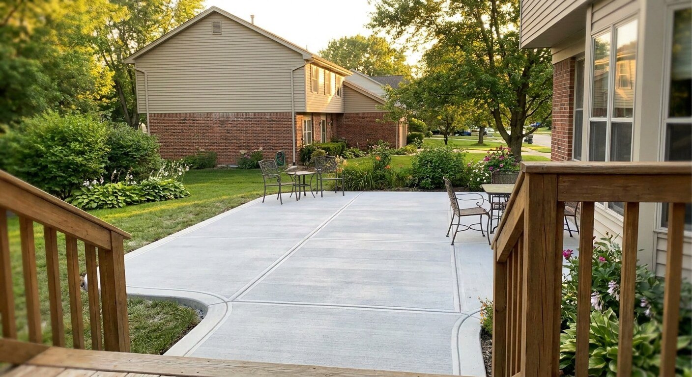 Concrete patio project in Upper Arlington, Ohio by Columbus Driveway Co.