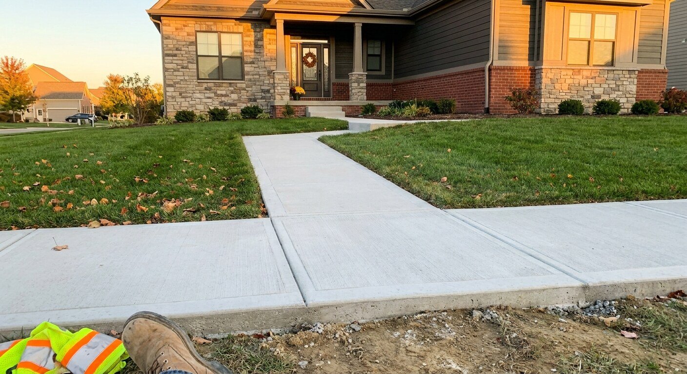Concrete sidewalk project in Dublin, Ohio by Columbus Driveway Co.