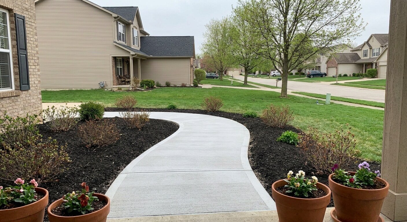 Concrete sidewalk project in Hilliard, Ohio by Columbus Driveway Co.