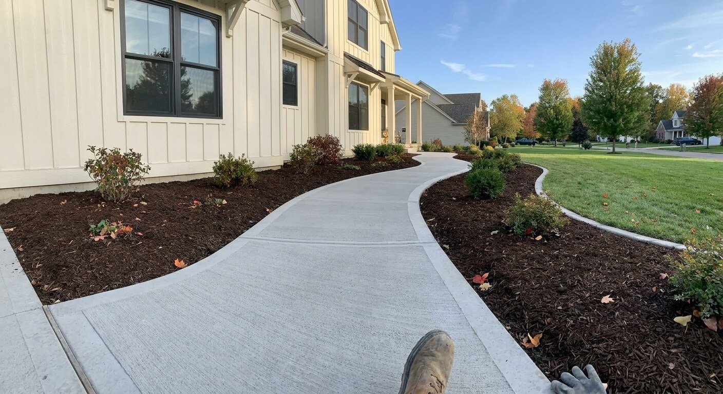 Concrete sidewalk project in Westerville, Ohio by Columbus Driveway Co.