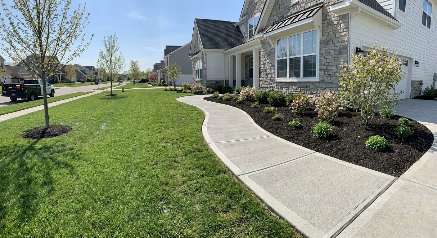 Concrete sidewalk project in New Albany, Ohio by Columbus Driveway Co.