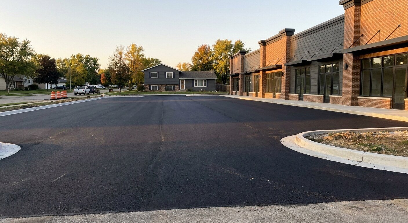 Freshly paved condominium parking lot near Polaris in Columbus