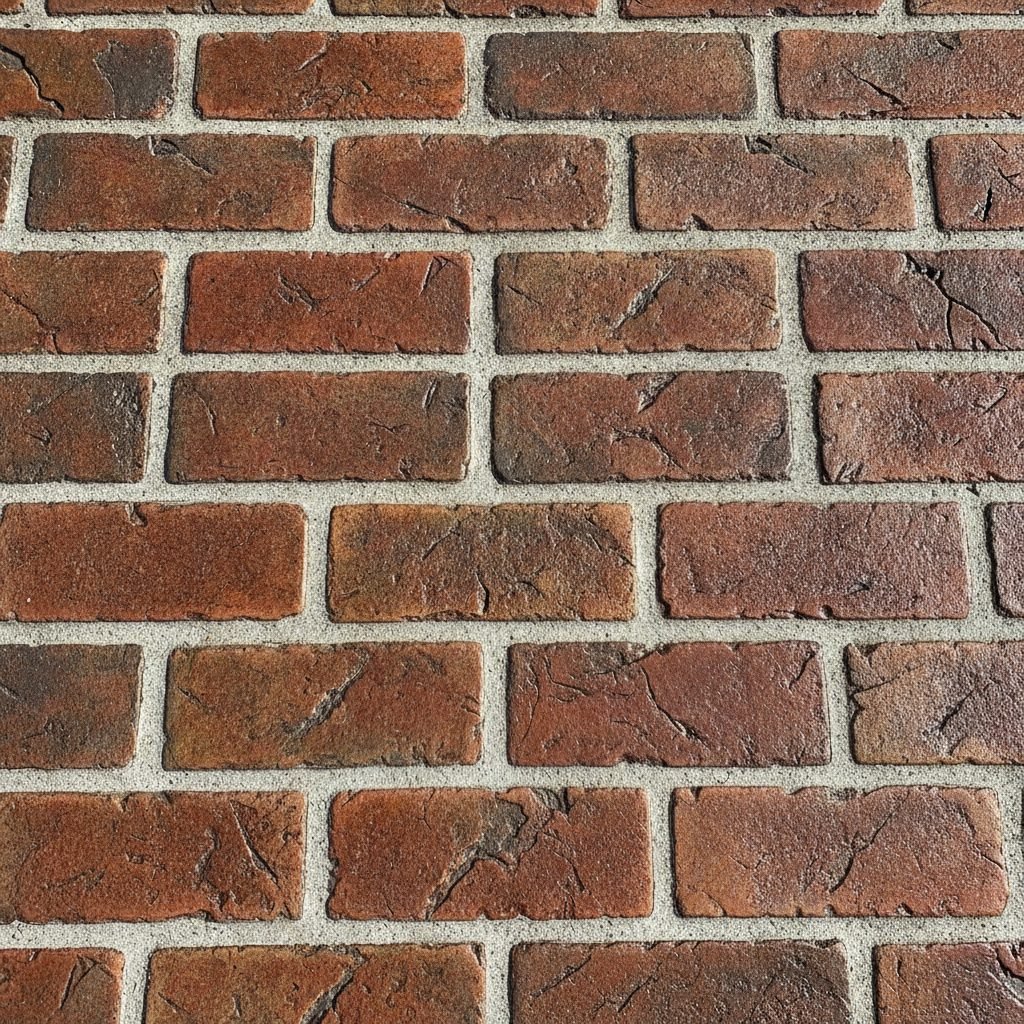 Close-up texture detail of stamped concrete showing a realistic brick pattern with crisp grout lines and color variation